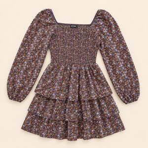 BTFBM‎ Floral Smocked Mini Dress Cottagecore Puff Sleeve Prairie Dress
